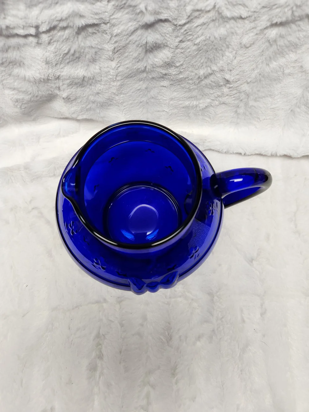 Cobalt Blue Glass Pitcher with Handle - Elegant Serving Pitcher